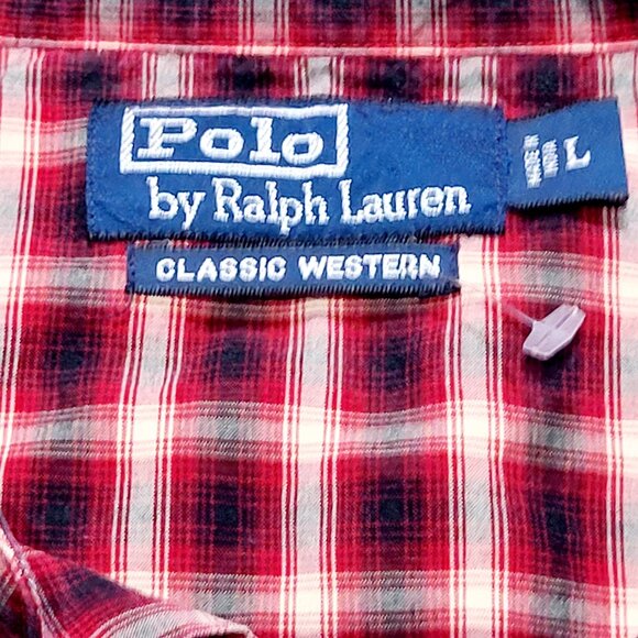 Polo Ralph Lauren Classic Western Pearl Snap Btn Shirt Men L Red Tartan Plaid - Picture 3 of 12